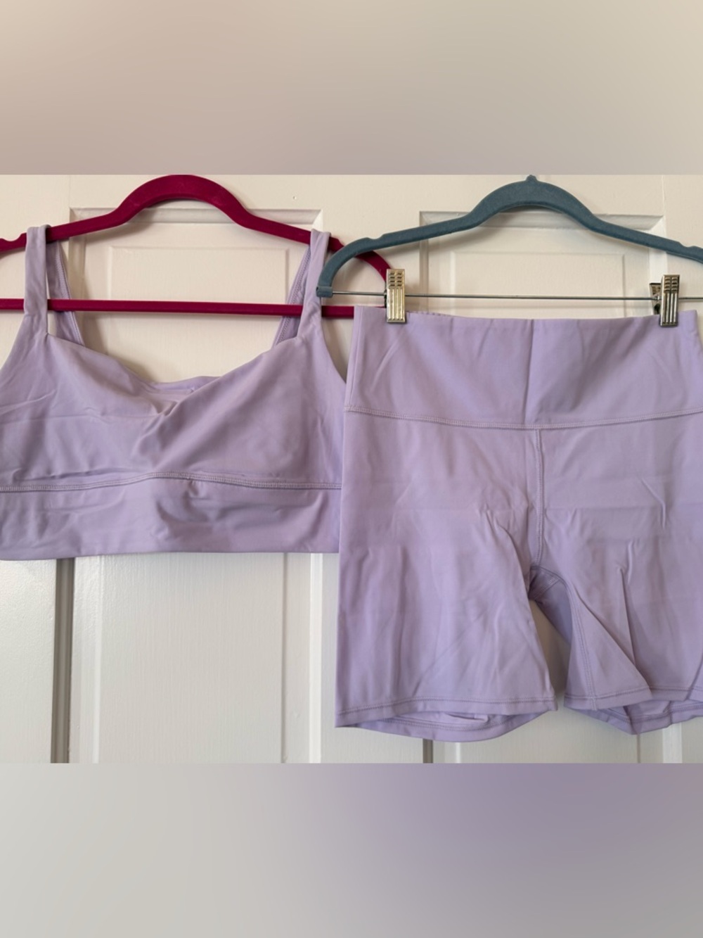 SKIMS sports bra and sports short bundle in lilac color